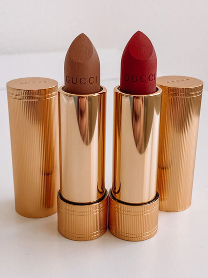 Gucci Matte Lipstick swatch on lips