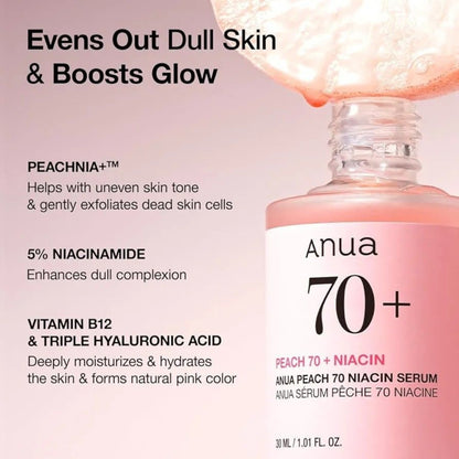 Anua Peach 70% Niacin Serum 30mL – Glow Booster