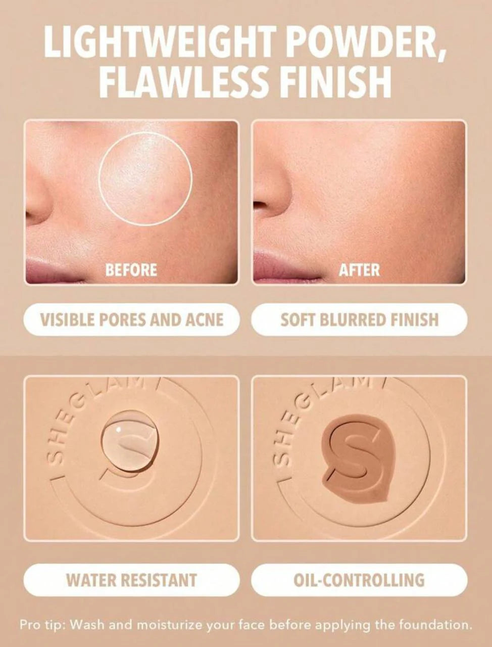 SHEGLAM Powder Foundation packaging front Egypt