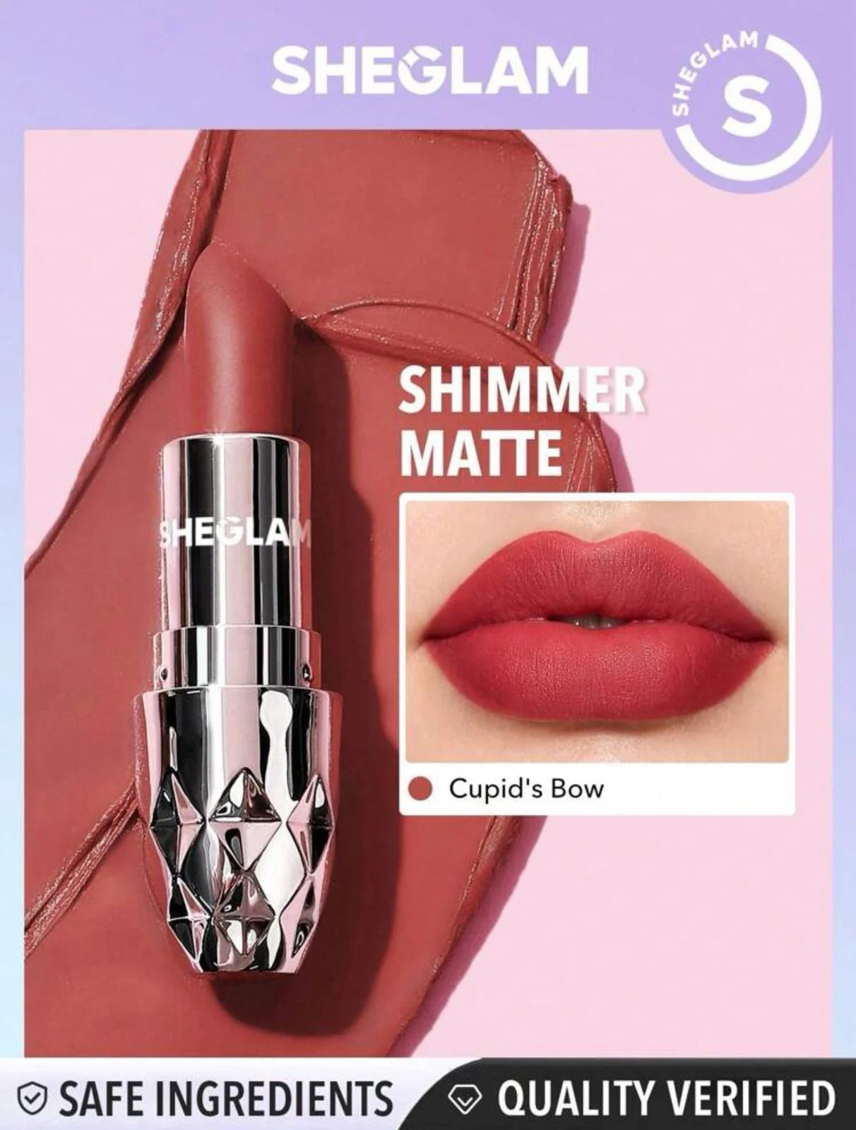 SHEGLAM Velvet Lipstick flat lay with shimmer case Egypt