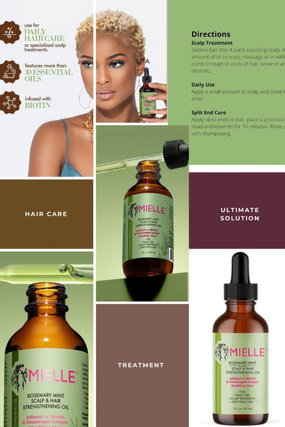 Mielle Rosemary & Mint Hair Oil – Strengthening Care